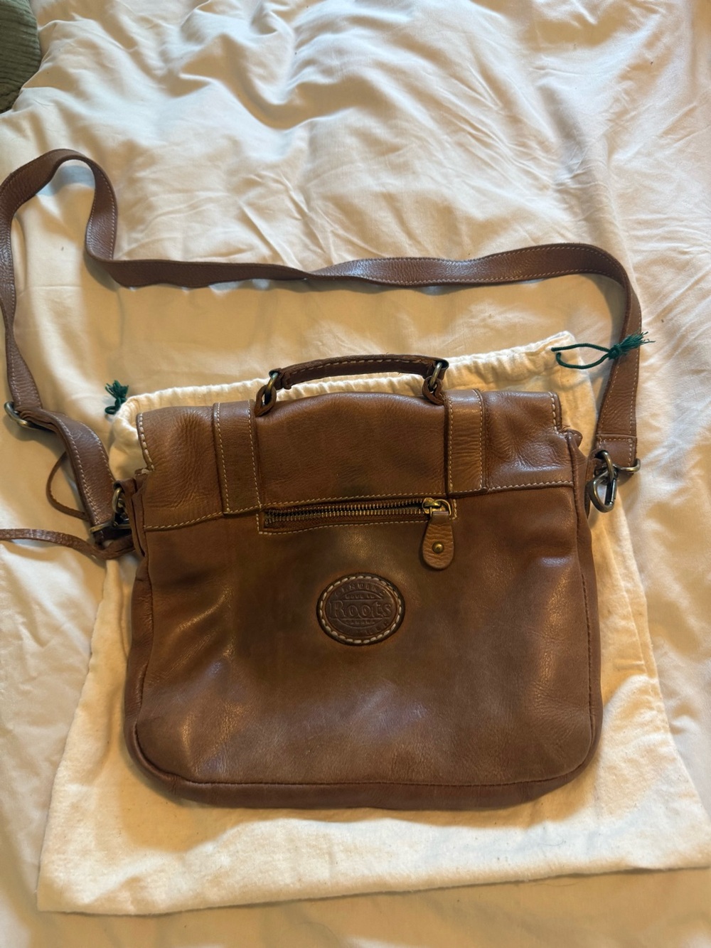 Roots Brown Leather Crossbody Bag - Picture 2 of 3